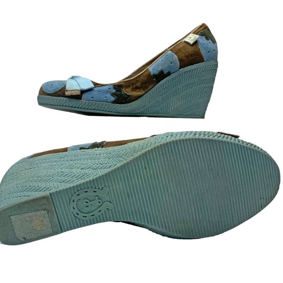 MISS L FIRE Blue Velvet‎ Embroidered Wedge - Picture 10 of 11